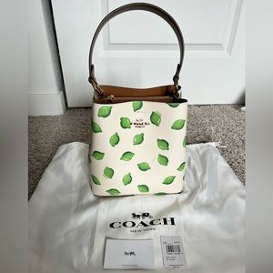 Coach small town bucket bag with lime print